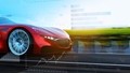 Sports car with financial information charts